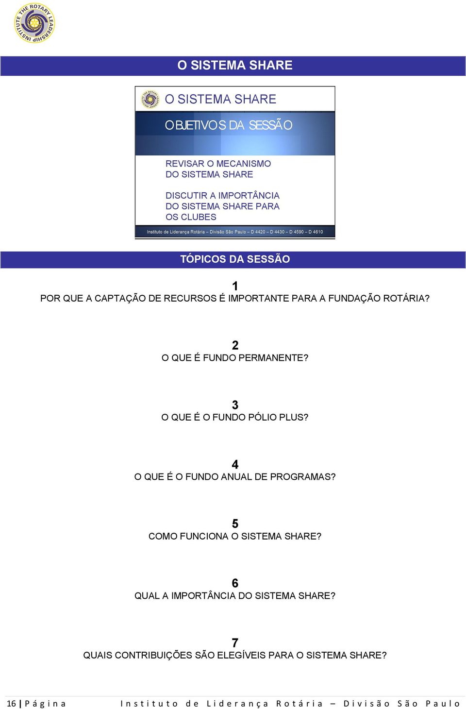 2 O QUE É FUNDO PERMANENTE? 3 O QUE É O FUNDO PÓLIO PLUS? 4 O QUE É O FUNDO ANUAL DE PROGRAMAS? 5 COMO FUNCIONA O SISTEMA SHARE?