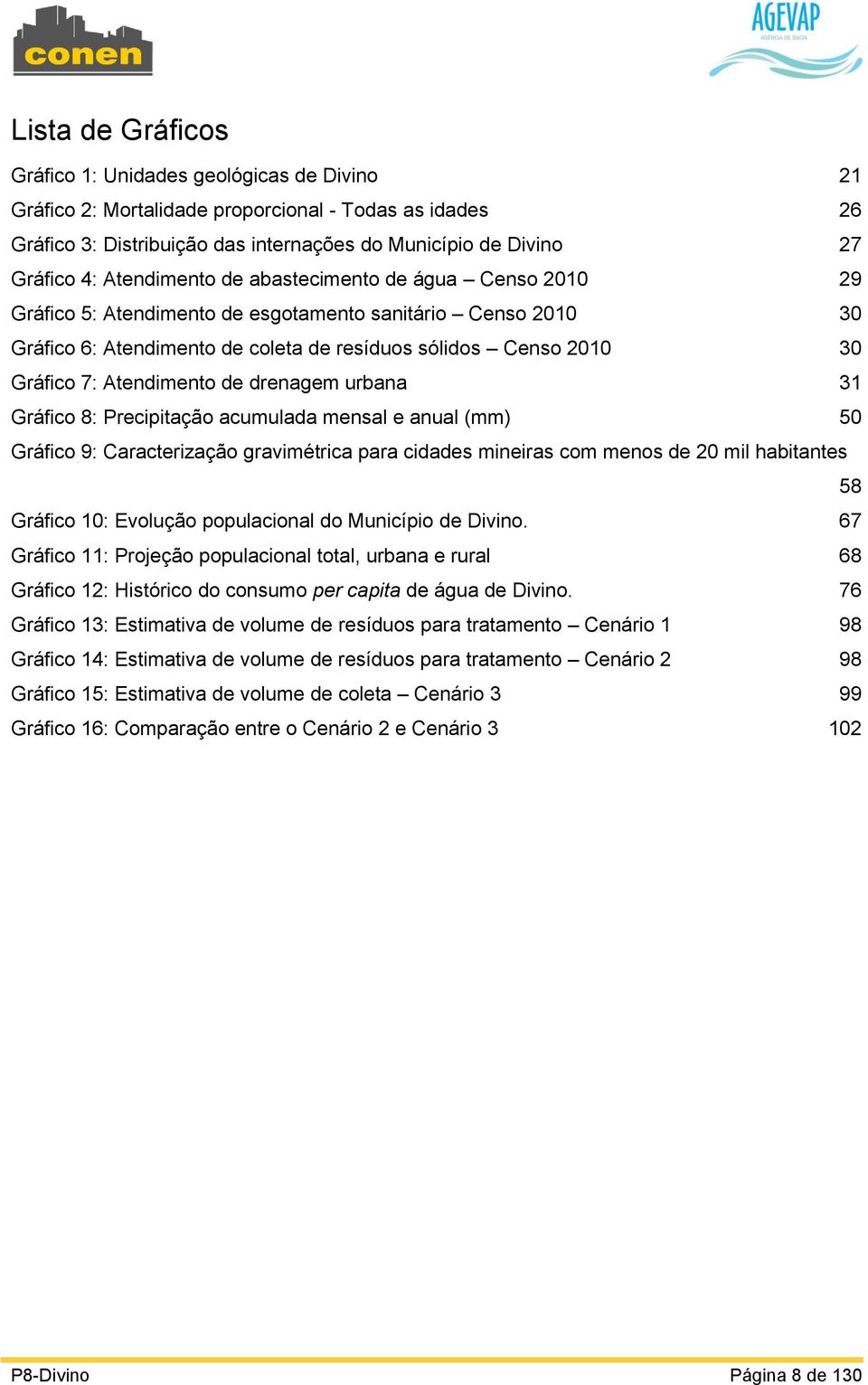 Atendimento de drenagem urbana 31 Gráfico 8: Precipitação acumulada mensal e anual (mm) 50 Gráfico 9: Caracterização gravimétrica para cidades mineiras com menos de 20 mil habitantes 58 Gráfico 10: