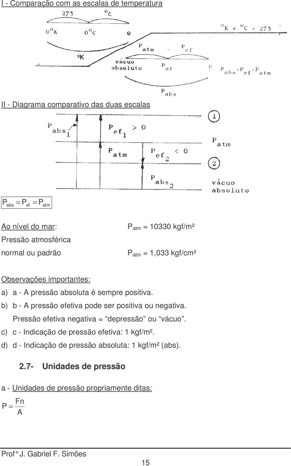 b) b - pressão efetiva pode ser positiva ou negativa. ressão efetiva negativa depressão ou vácuo.