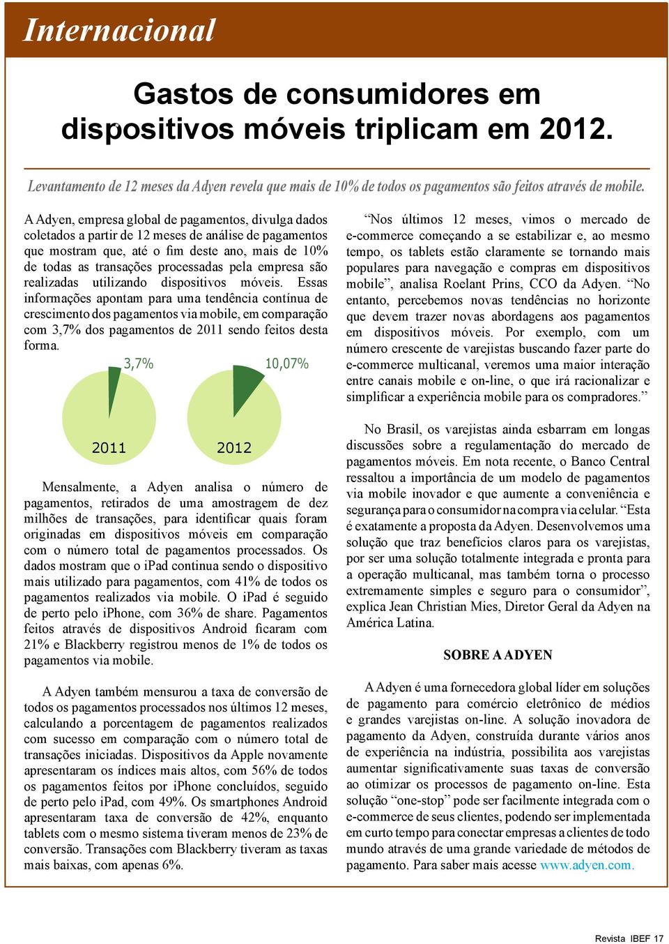 empresa são realizadas utilizando dispositivos móveis.