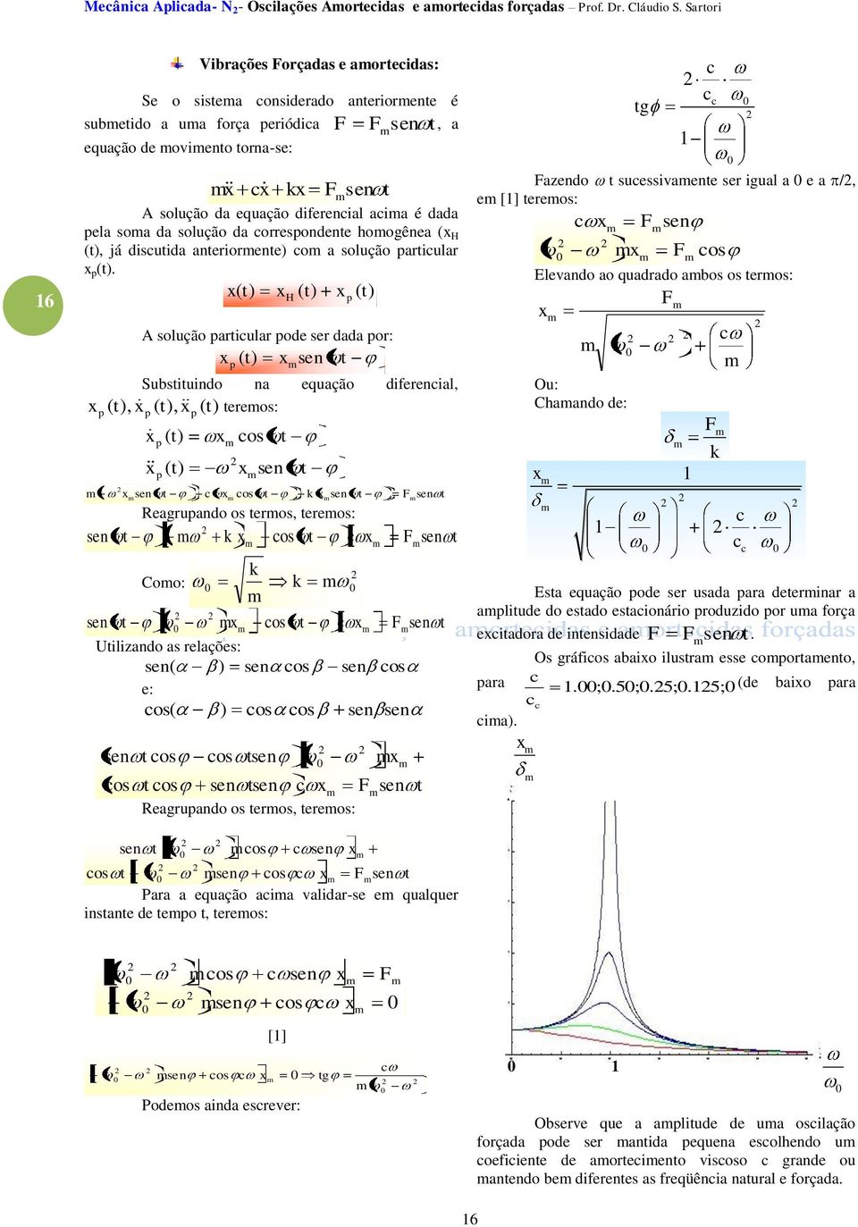 solução da orrespodee hoogêea ( H (), já disuida aerioree) o a solução pariular p ().