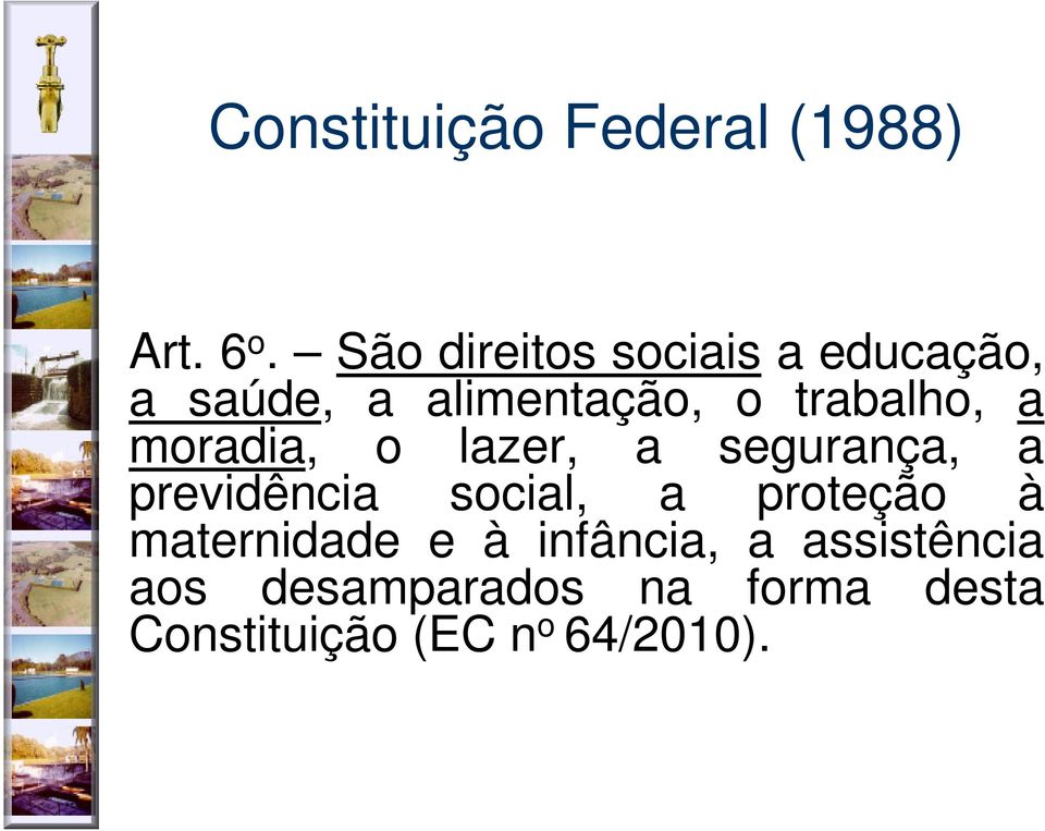 a moradia, o lazer, a segurança, a previdência social, a proteção à