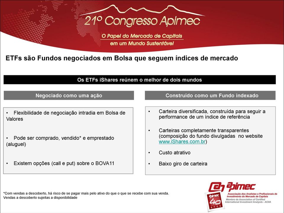 diversificada, construída para seguir a performance de um índice de referência Carteiras completamente transparentes (composição do fundo divulgadas no website www.ishares.