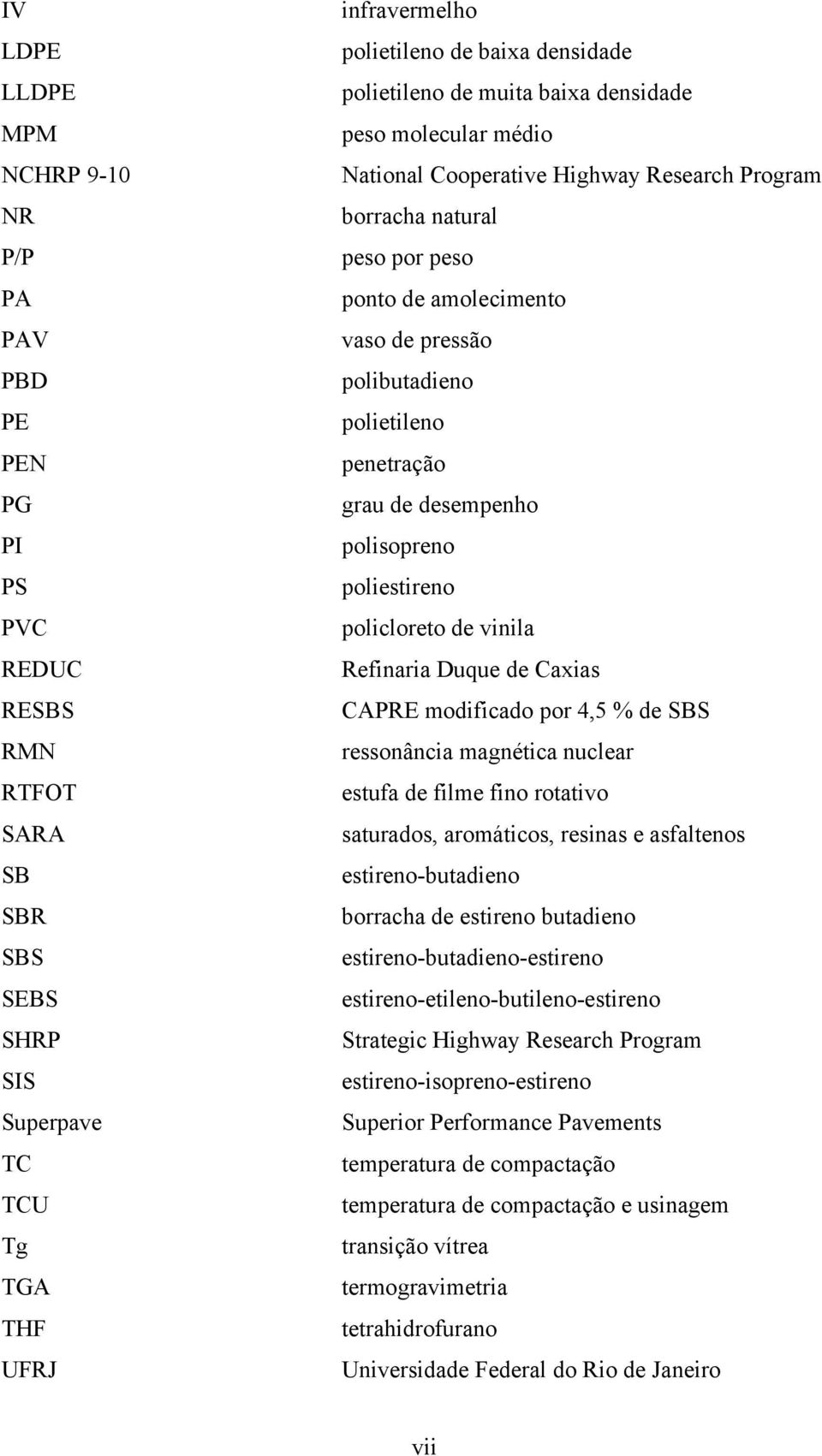 penetração grau de desempenho polisopreno poliestireno policloreto de vinila Refinaria Duque de Caxias CAPRE modificado por 4,5 % de SBS ressonância magnética nuclear estufa de filme fino rotativo