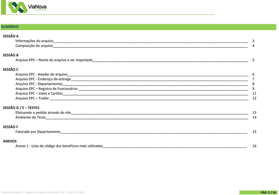 Cartões 11 Arquivo EPC Trailer 12 SESSÃO D / E TESTES Efetuando o pedido através do site 13 Ambiente de Teste 14 SESSÃO F Faturado por