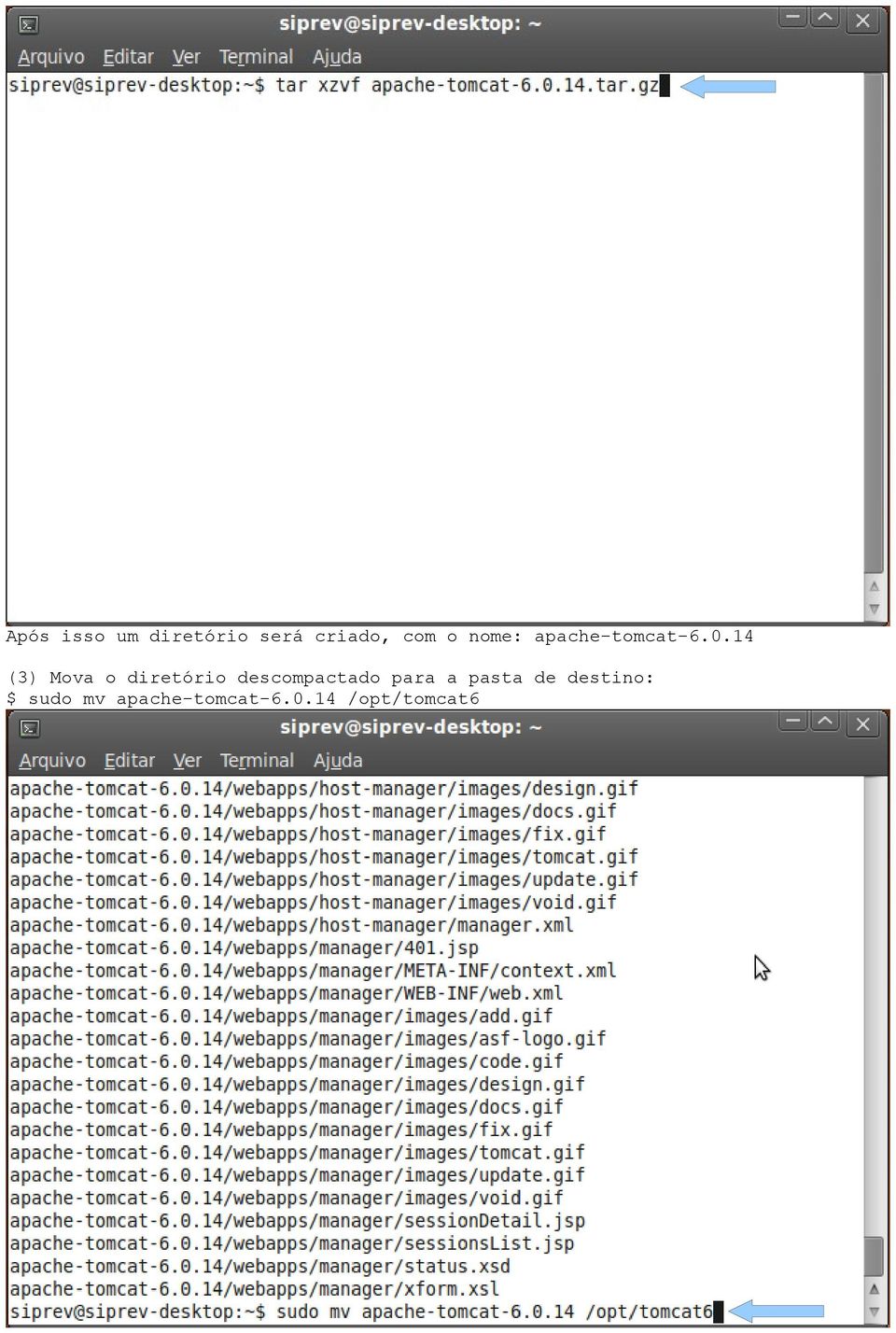 14 (3) Mova o diretório descompactado para