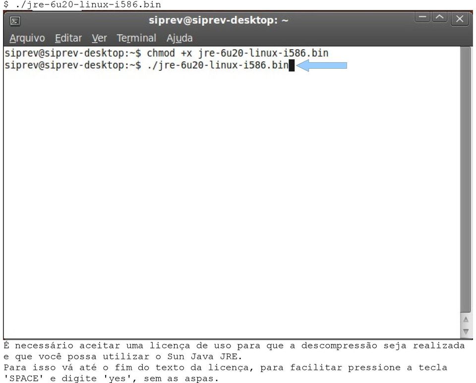 descompressão seja realizada e que você possa utilizar o Sun Java