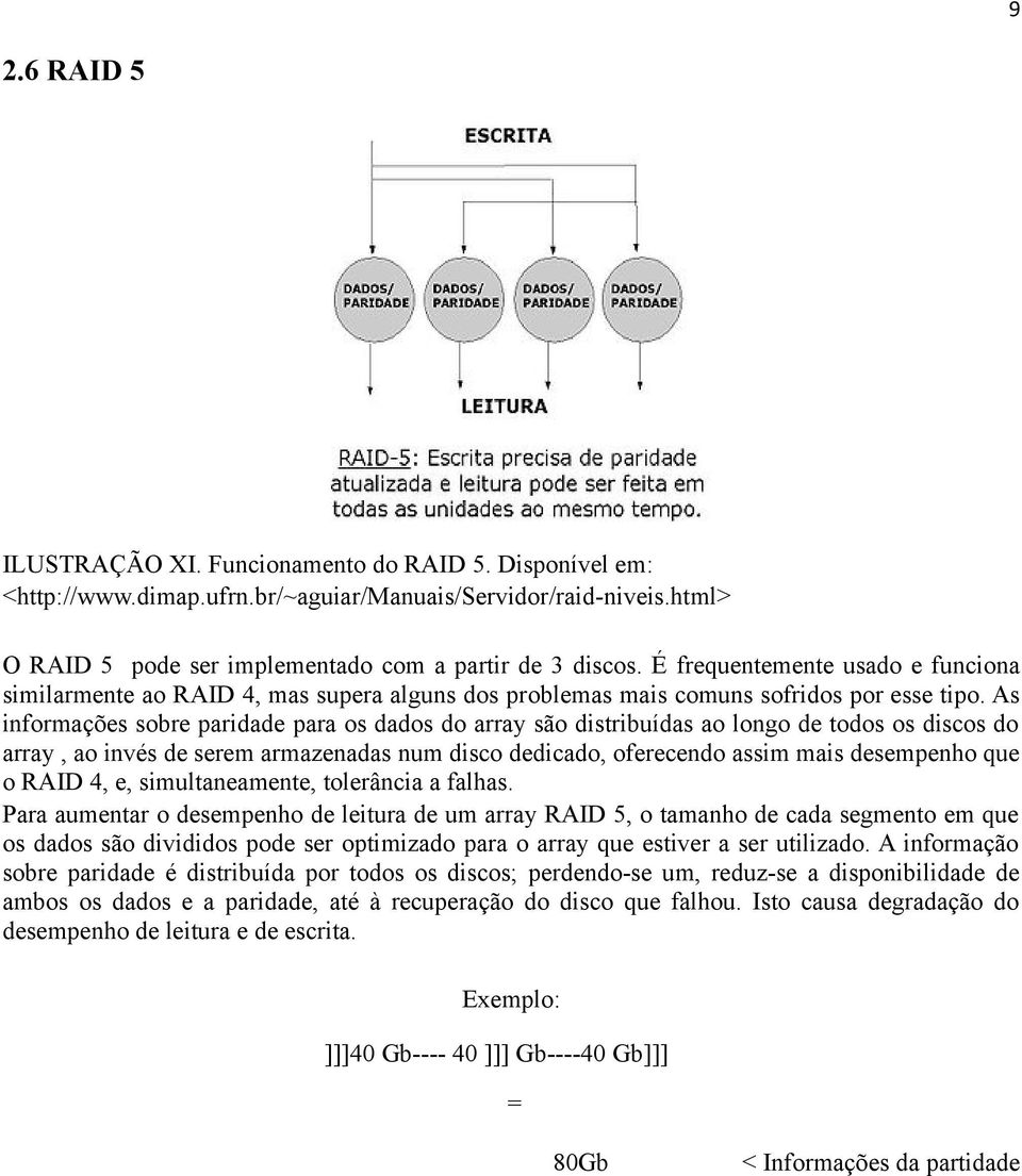 As informações sobre paridade para os dados do array são distribuídas ao longo de todos os discos do array, ao invés de serem armazenadas num disco dedicado, oferecendo assim mais desempenho que o