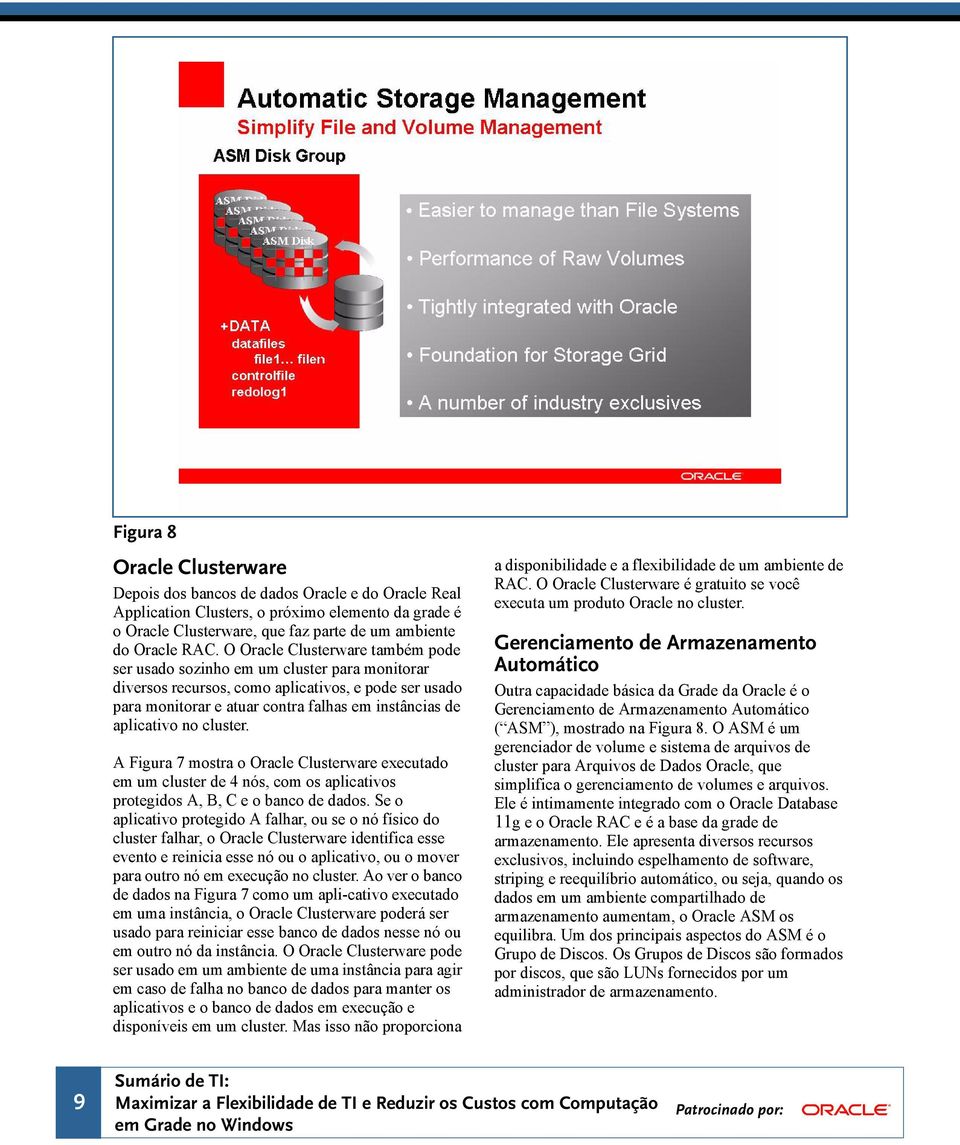 no cluster. A Figura 7 mostra o Oracle Clusterware executado em um cluster de 4 nós, com os aplicativos protegidos A, B, C e o banco de dados.