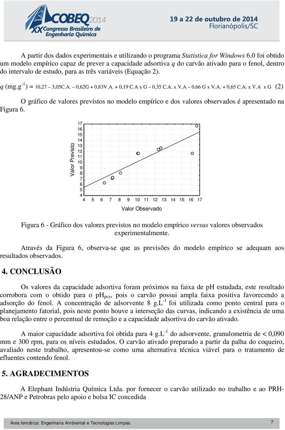 A. 0,62G + 0,83V.A. + 0,19 C.A x G 0,35 C.A. x V.A 0,66 G x V.A. + 0,65 C.A. x V.A x G (2) O gráfico de valores previstos no modelo empírico e dos valores observados é apresentado na Figura 6.