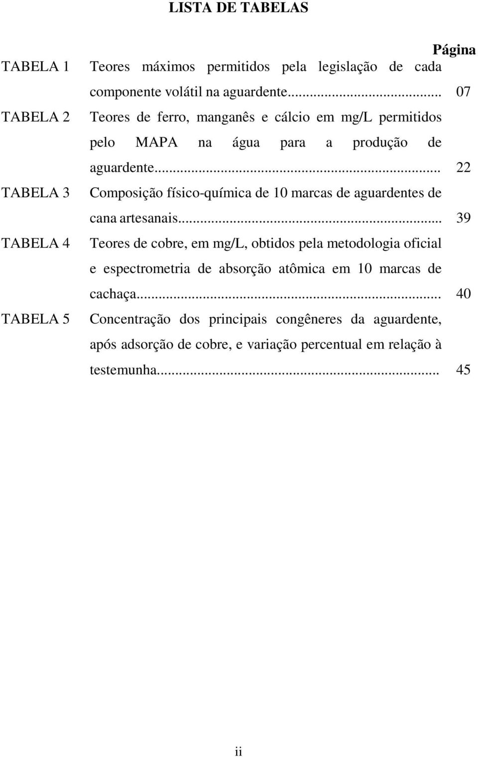 .. 22 Composição físico-química de 10 marcas de aguardentes de cana artesanais.