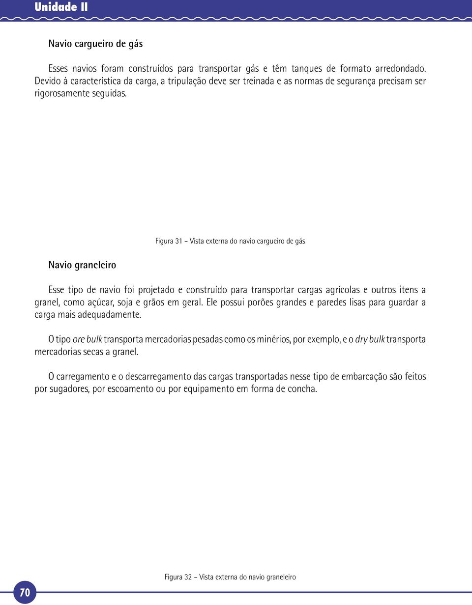 Navio graneleiro Figura 31 Vista externa do navio cargueiro de gás Esse tipo de navio foi projetado e construído para transportar cargas agrícolas e outros itens a granel, como açúcar, soja e grãos