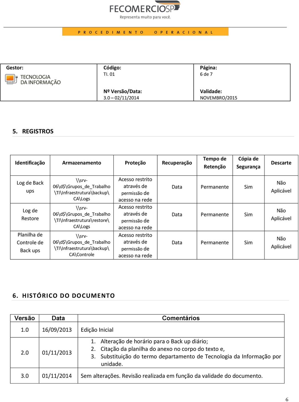 06\d$\Grupos_de_Trabalho \TI\Infraestrutura\backup\ CA\Logs \\srv- 06\d$\Grupos_de_Trabalho \TI\Infraestrutura\restore\ CA\Logs \\srv- 06\d$\Grupos_de_Trabalho \TI\Infraestrutura\backup\ CA\Controle