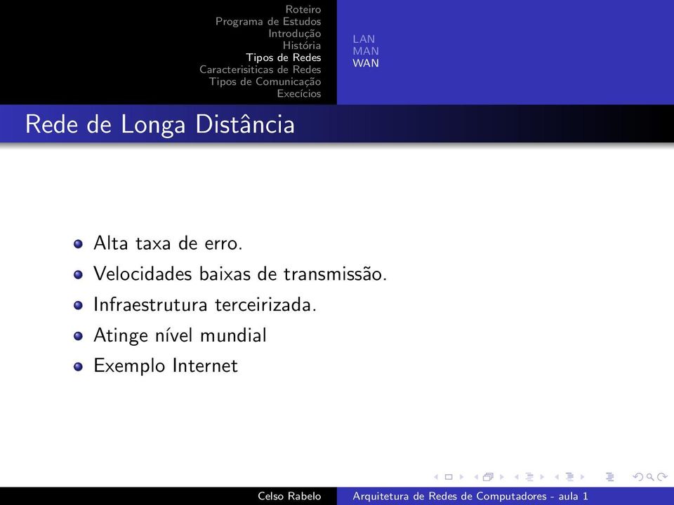 Velocidades baixas de transmissão.