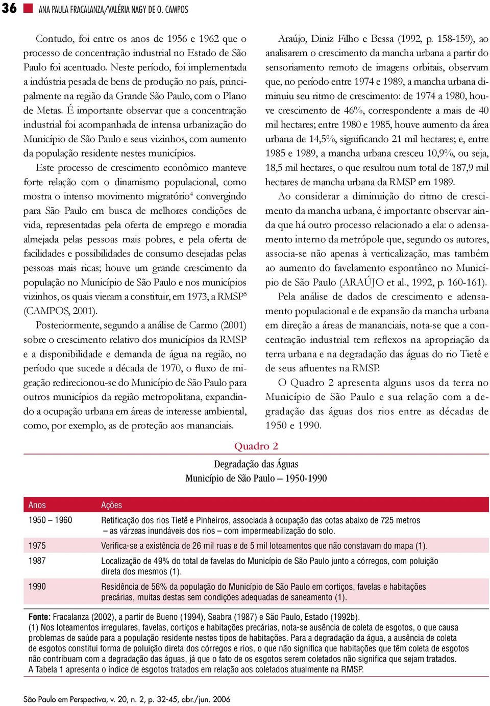 É importante observar que a concentração industrial foi acompanhada de intensa urbanização do Município de São Paulo e seus vizinhos, com aumento da população residente nestes municípios.