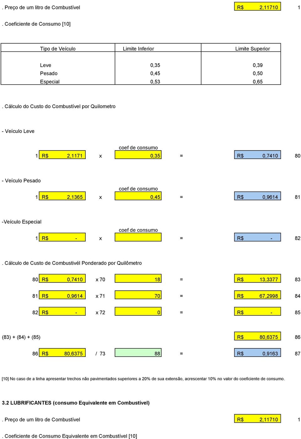 coef de consumo 1 R$ - x = R$ - 82.