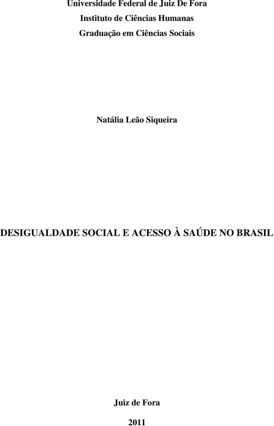 Ciências Sociais Natália Leão Siqueira