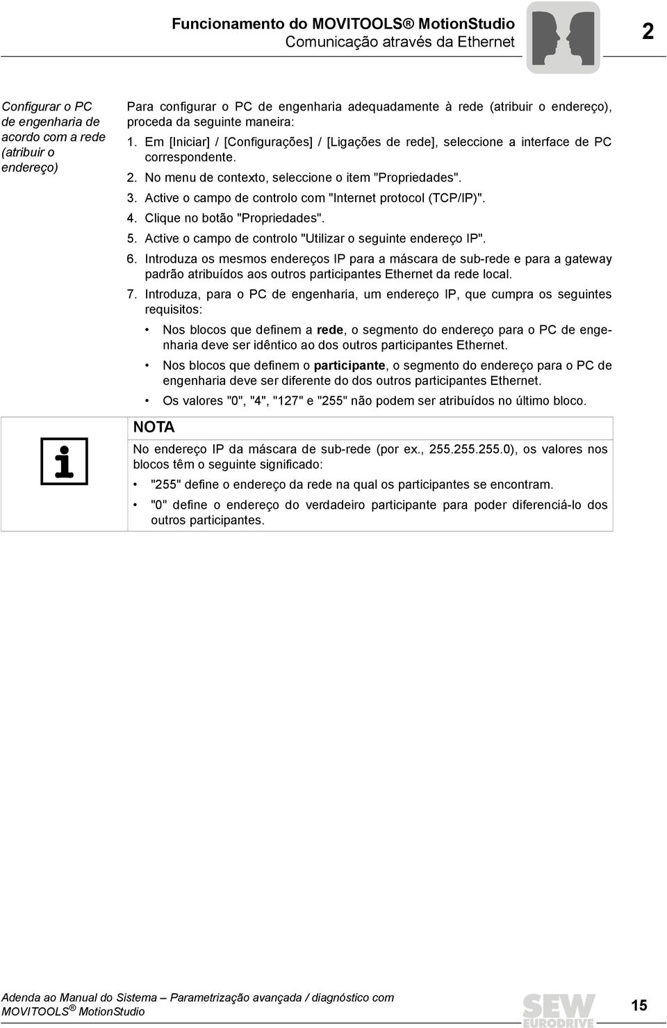 No menu de contexto, seleccione o item "Propriedades". 3. Active o campo de controlo com "Internet protocol (TCP/IP)". 4. Clique no botão "Propriedades". 5.