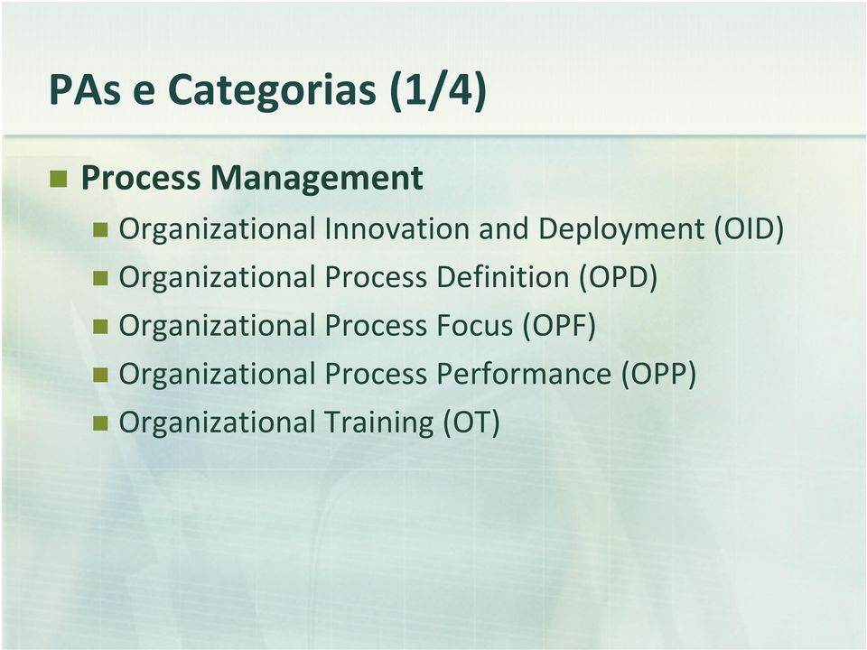 Definition (OPD) Organizational Process Focus (OPF)
