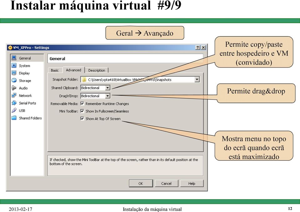 hospedeiro e VM (convidado) Permite