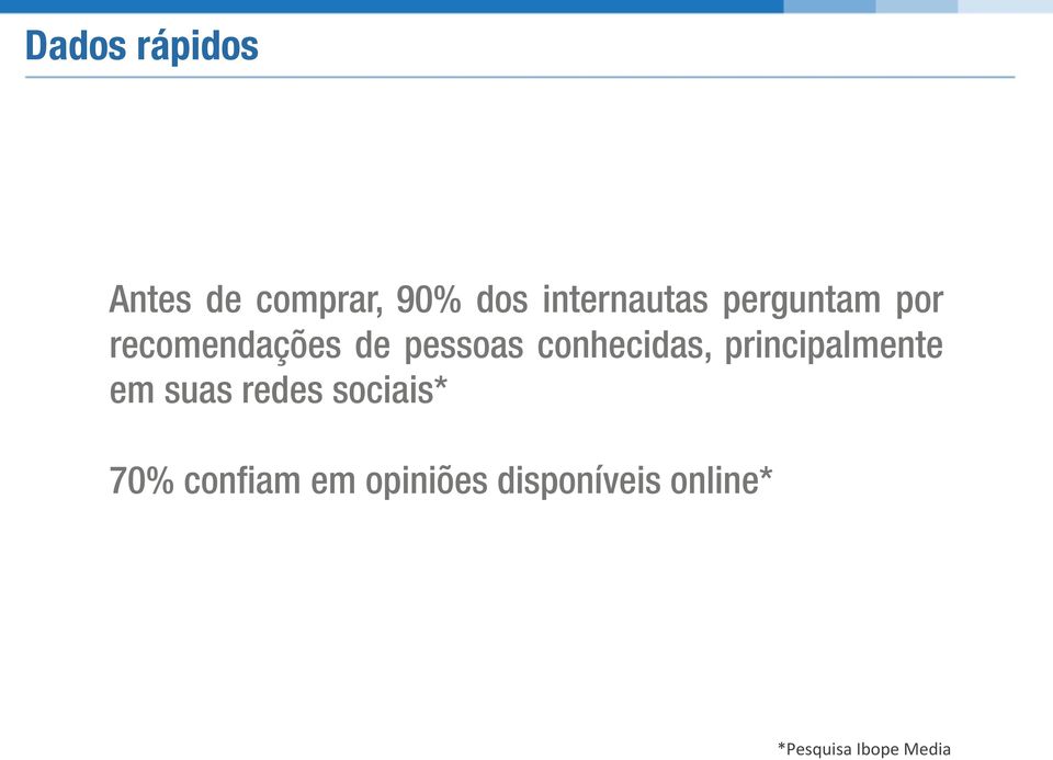 principalmente em suas redes sociais* 70% confiam