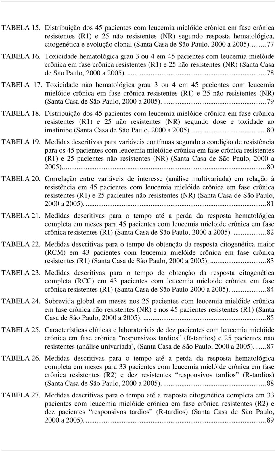 Paulo, 2000 a 2005)...77 TABELA 16.