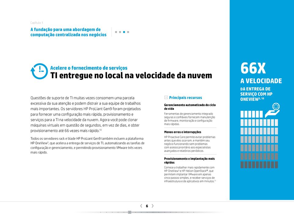 Os servidores HP ProLiant Gen9 foram projetados para fornecer uma configuração mais rápida, provisionamento e serviços para a TI na velocidade da nuvem.