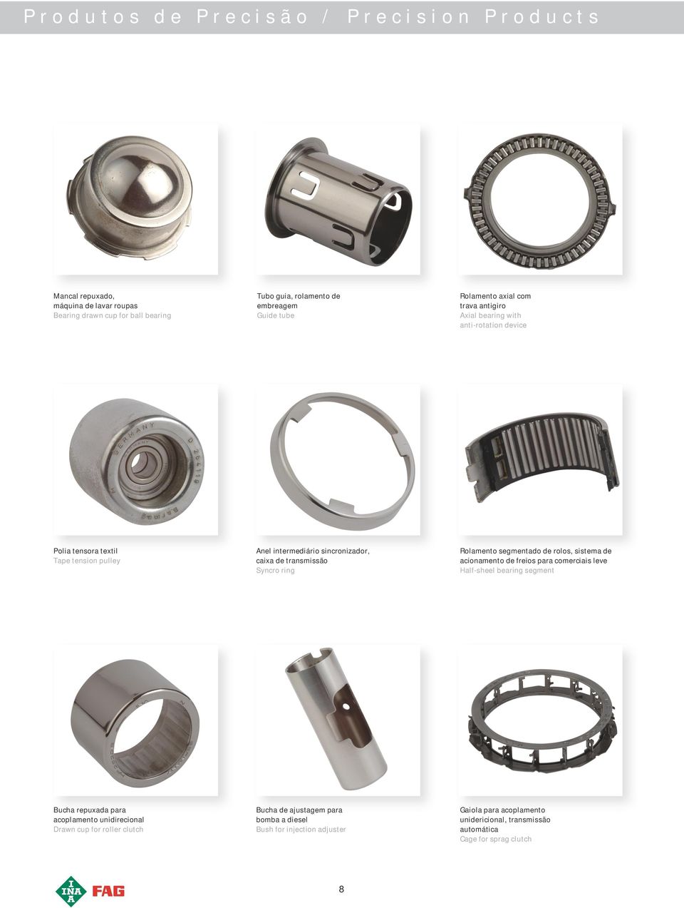 Syncro ring Rolamento segmentado de rolos, sistema de acionamento de freios para comerciais leve Half-sheel bearing segment Bucha repuxada para acoplamento unidirecional