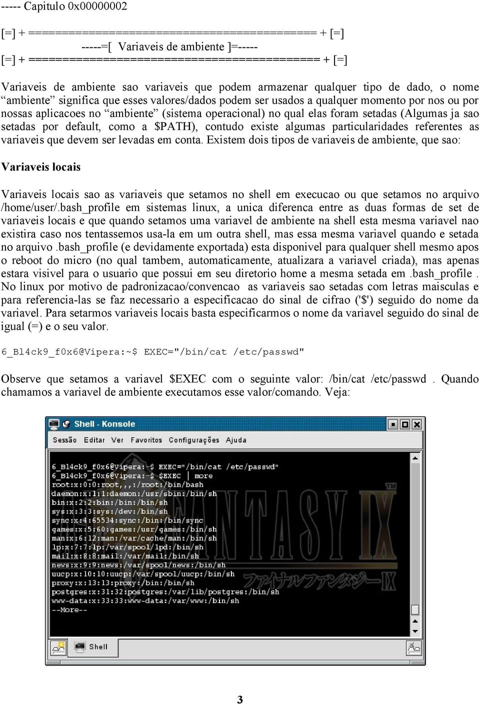 operacional) no qual elas foram setadas (Algumas ja sao setadas por default, como a $PATH), contudo existe algumas particularidades referentes as variaveis que devem ser levadas em conta.