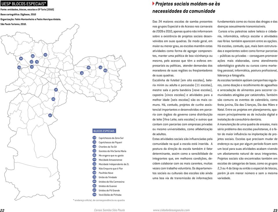 Garotos da Vila Santa Maria 46 Me engana que eu gosto 49 Mocidade Amazonense 50 Mocidade Independente da ZL 55 Não Empurra que é Pior 60 Pavilhão Nove 76 União da Trindade 80 Unidos da Vila Carmosina