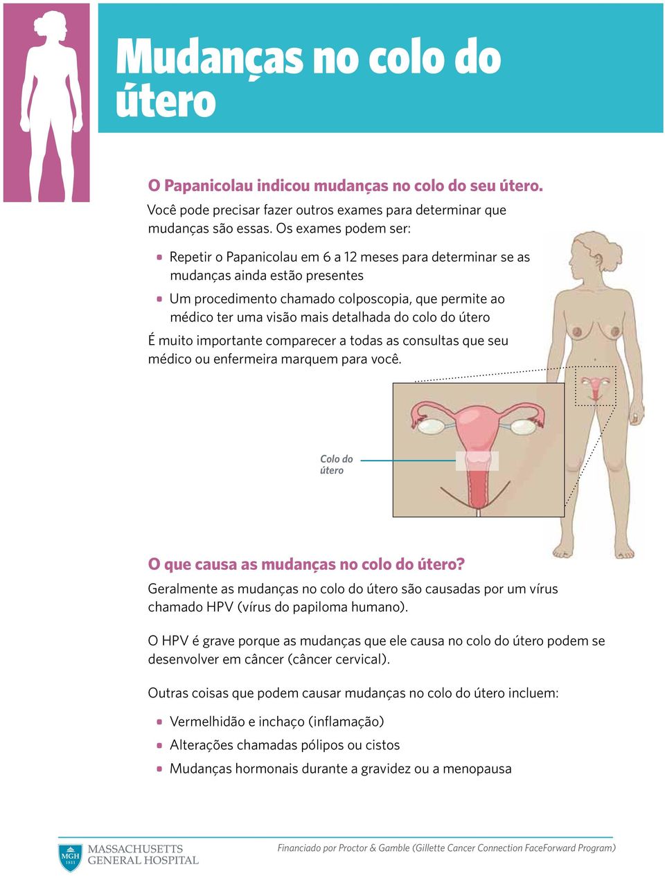 do colo do útero É muito importante comparecer a todas as consultas que seu médico ou enfermeira marquem para você. Colo do útero O que causa as mudanças no colo do útero?