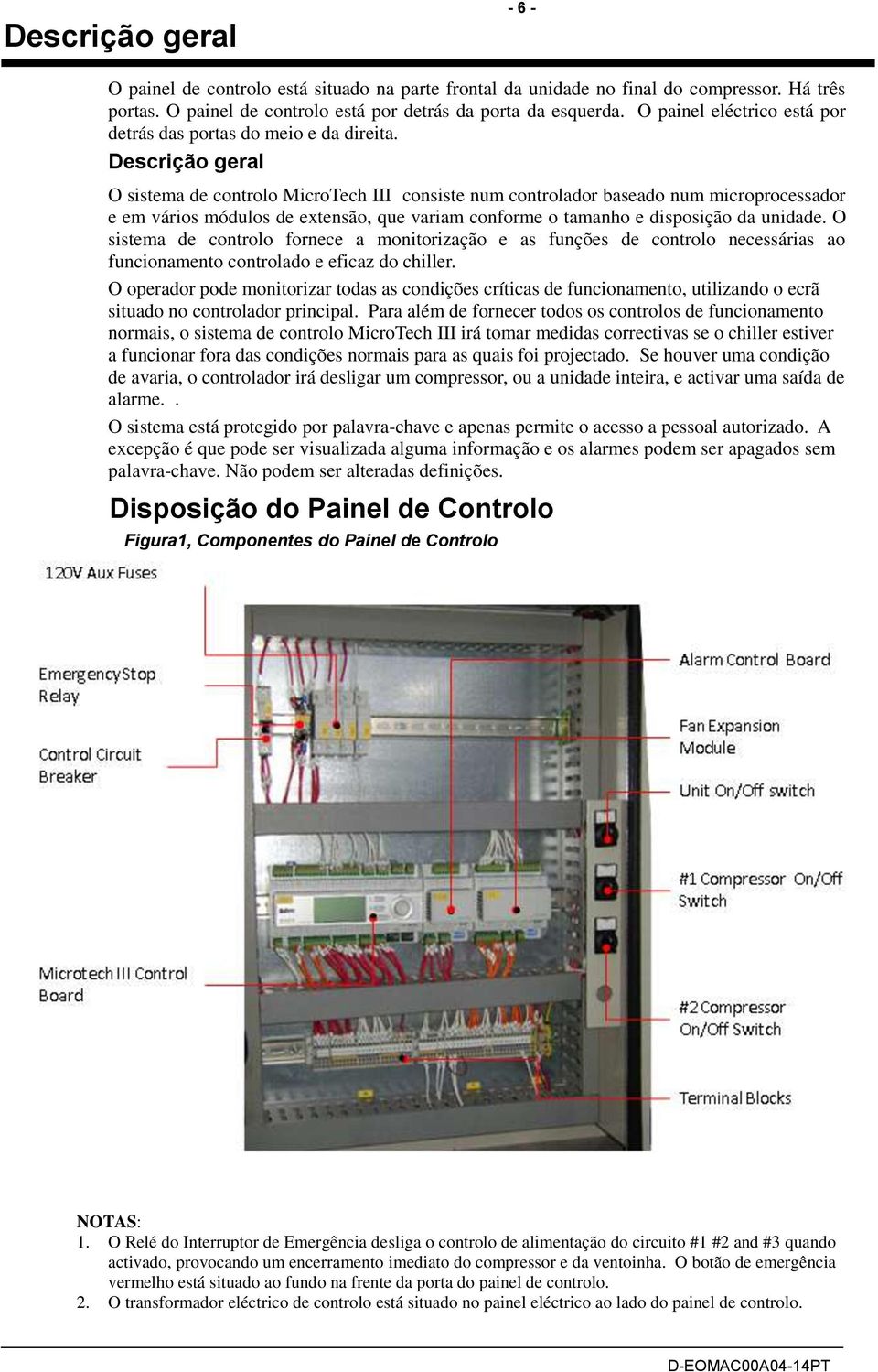 Descrição geral O sistema de controlo MicroTech III consiste num controlador baseado num microprocessador e em vários módulos de extensão, que variam conforme o tamanho e disposição da unidade.