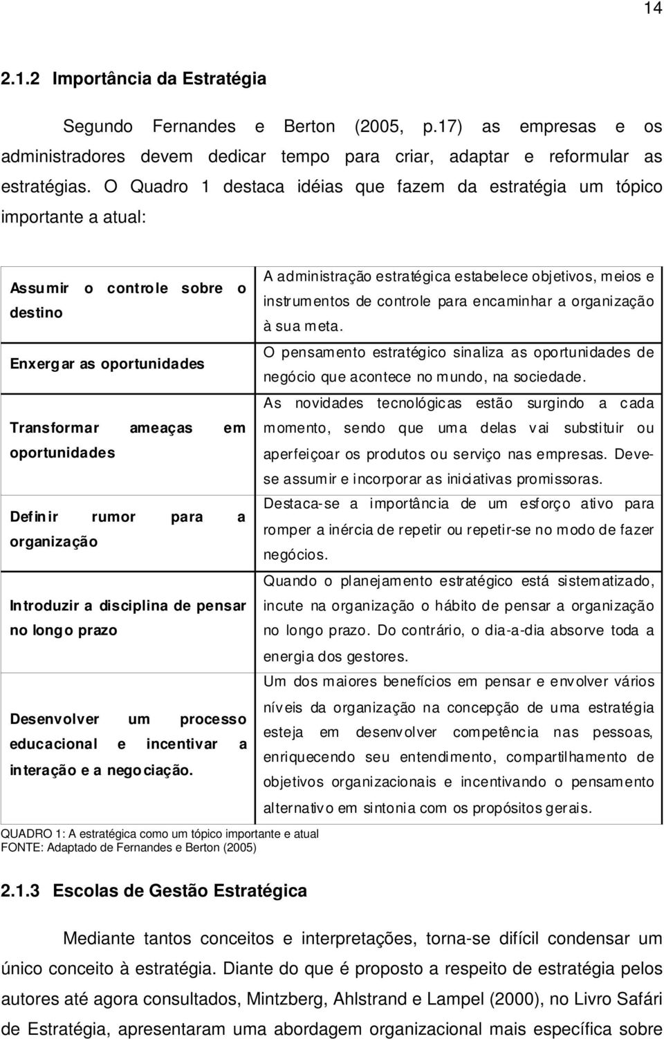 organização Introduzir a disciplina de pensar no longo prazo Desenvolver um processo educacional e incentivar a interação e a negociação.