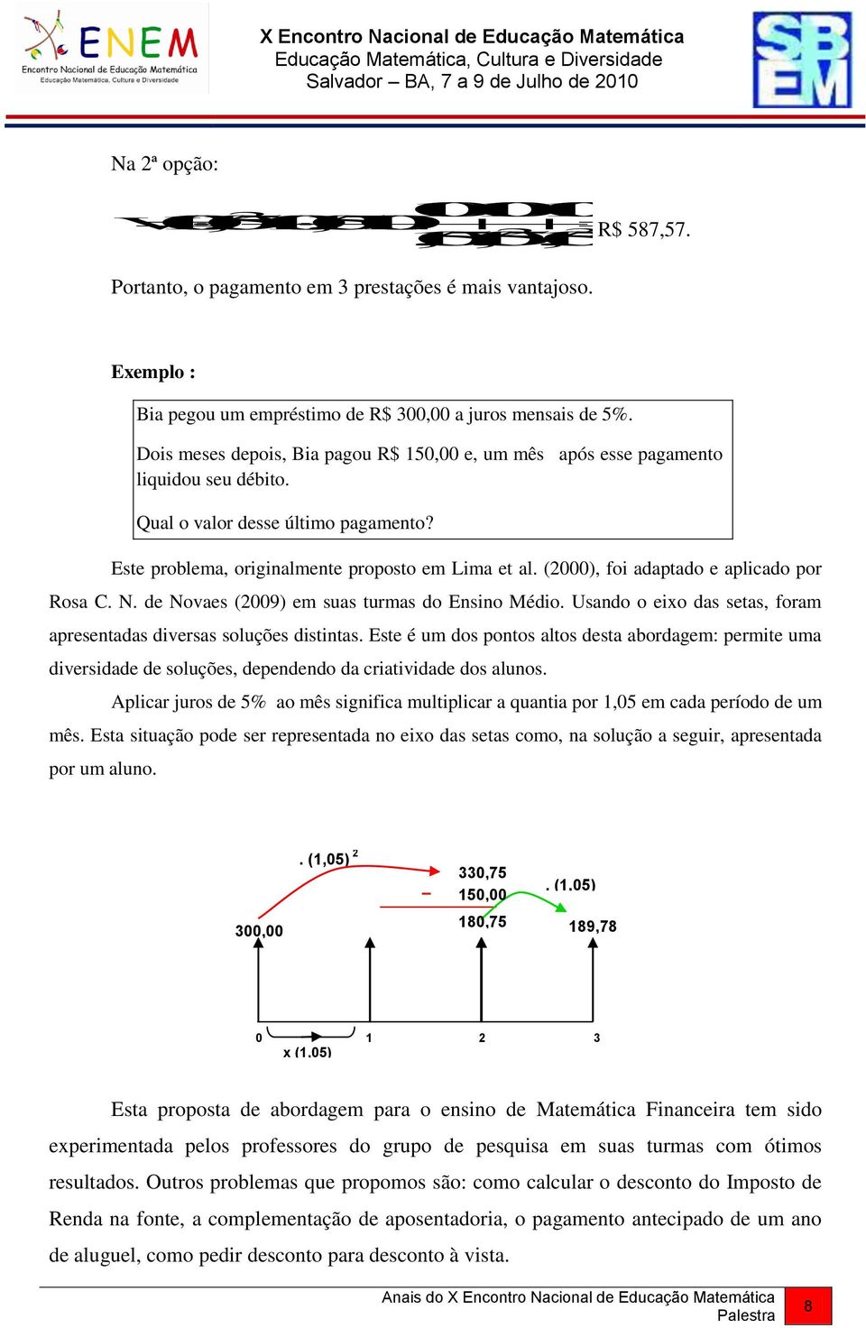 (2000), foi adaptado e aplicado por Rosa C. N. de Novaes (2009) em suas turmas do Ensino Médio. Usando o eixo das setas, foram apresentadas diversas soluções distintas.