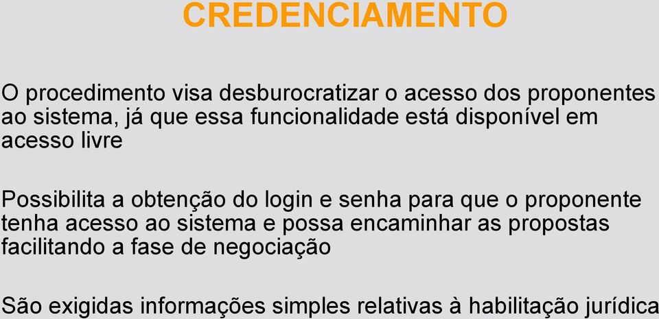 senha para que o proponente tenha acesso ao sistema e possa encaminhar as propostas