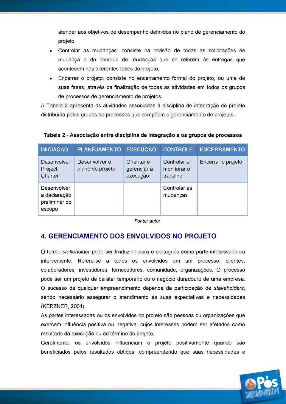 Encerrar o projeto: consiste no encerramento formal do projeto, ou uma de suas fases, através da finalização de todas as atividades em todos os grupos de processos de gerenciamento de projetos.