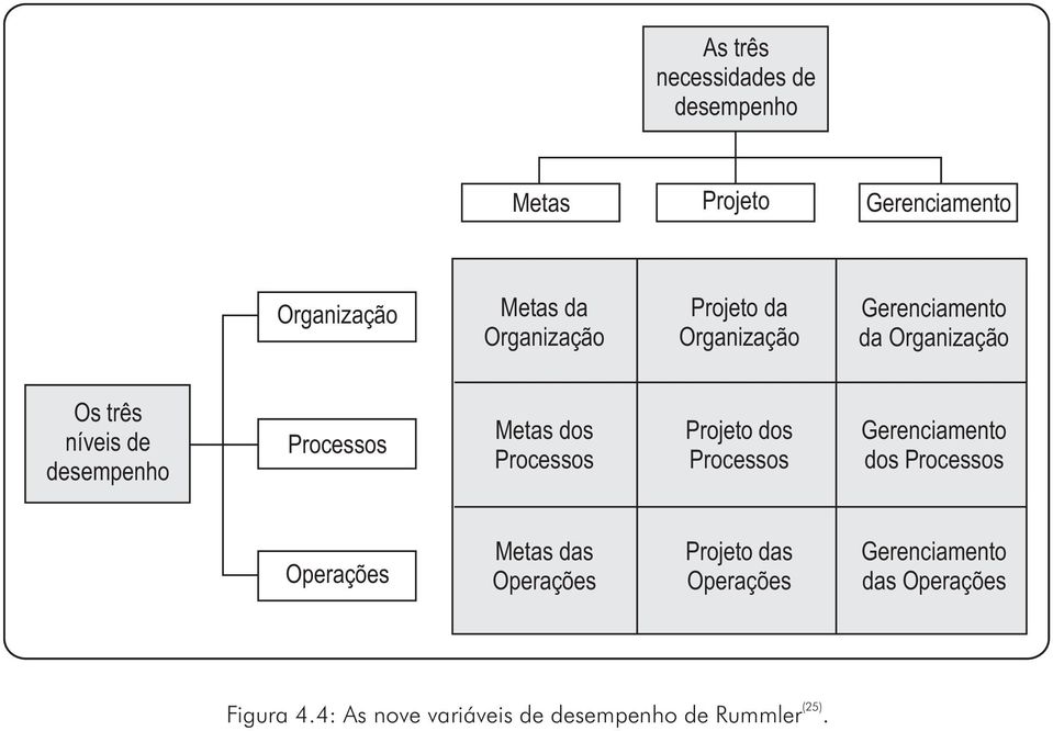 dos Processos Projeto dos Processos Gerenciamento dos Processos Operações Metas das Operações