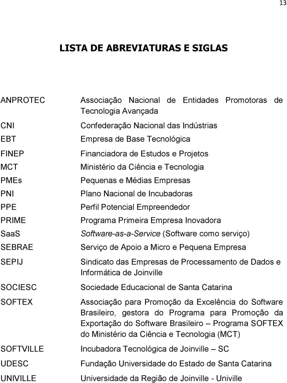 Incubadoras Perfil Potencial Empreendedor Programa Primeira Empresa Inovadora Software-as-a-Service (Software como serviço) Serviço de Apoio a Micro e Pequena Empresa Sindicato das Empresas de