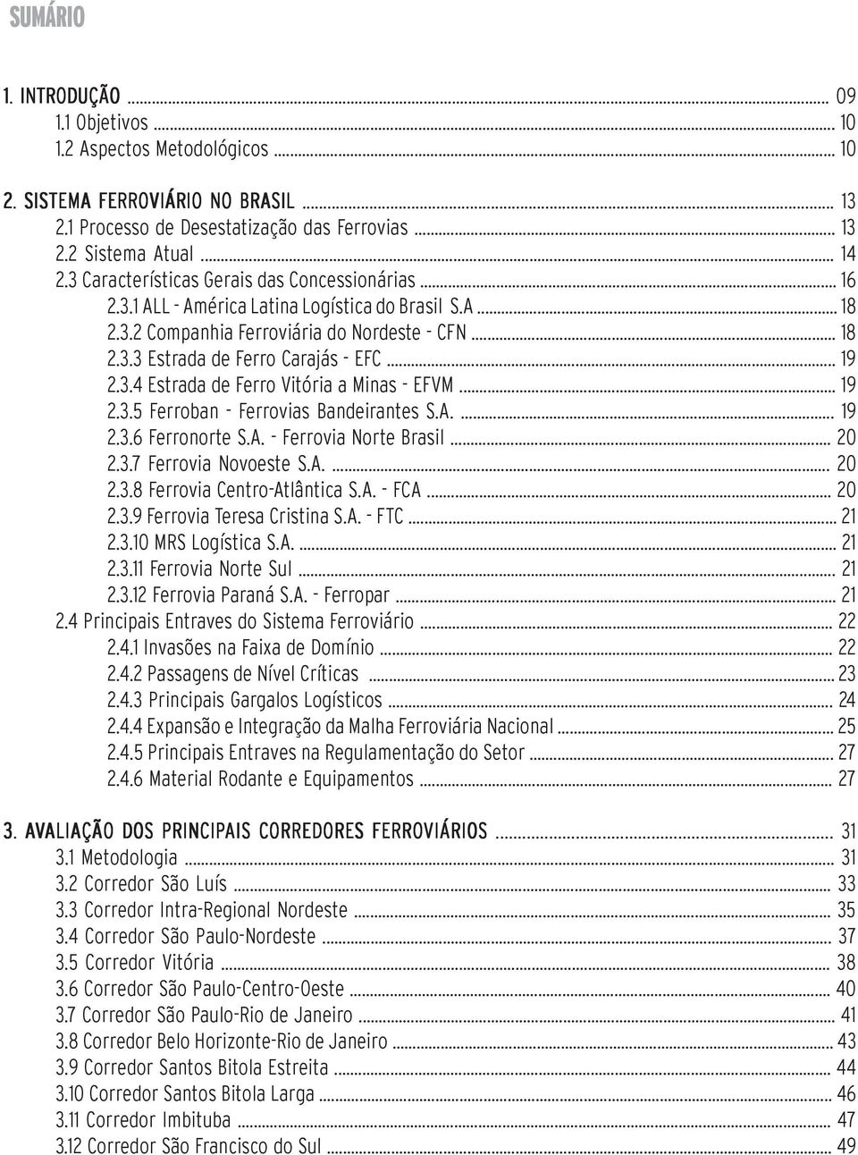 .. 19 2.3.4 Estrada de Ferro Vitória a Minas - EFVM... 19 2.3.5 Ferroban - Ferrovias Bandeirantes S.A.... 19 2.3.6 Ferronorte S.A. - Ferrovia Norte Brasil... 20 2.3.7 Ferrovia Novoeste S.A.... 20 2.3.8 Ferrovia Centro-Atlântica S.