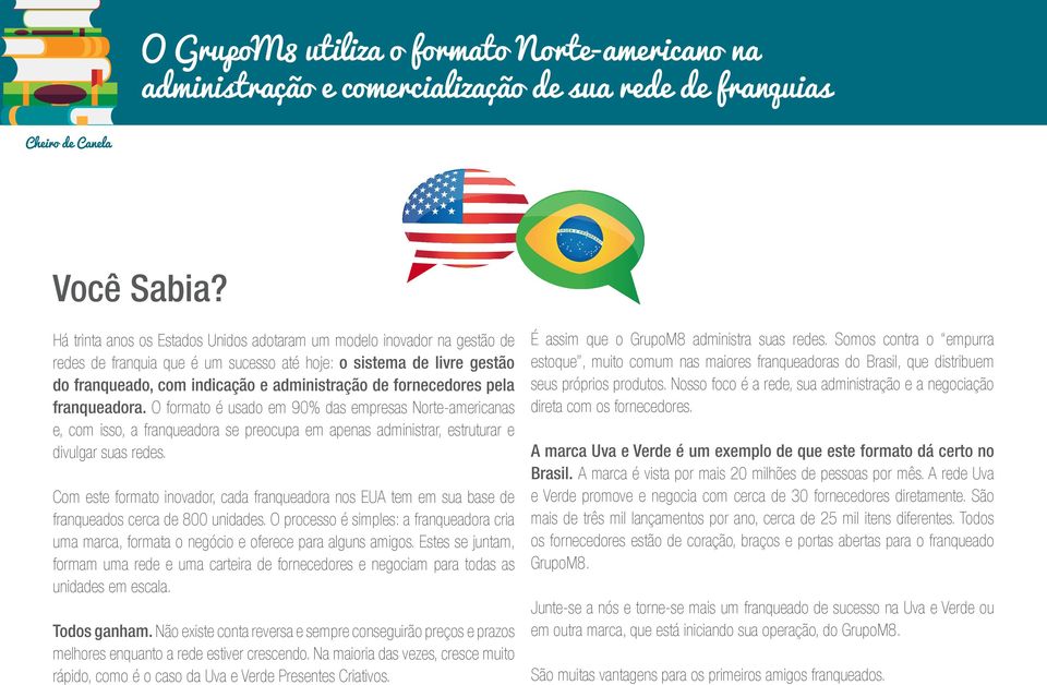 fornecedores pela franqueadora. O formato é usado em 90% das empresas Norte-americanas e, com isso, a franqueadora se preocupa em apenas administrar, estruturar e divulgar suas redes.