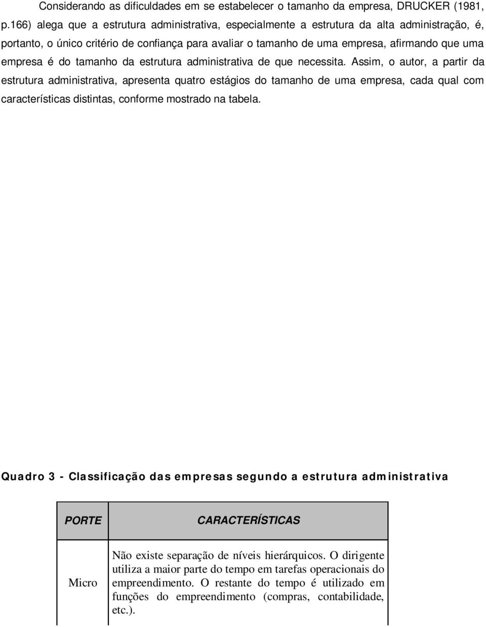 é do tamanho da estrutura administrativa de que necessita.