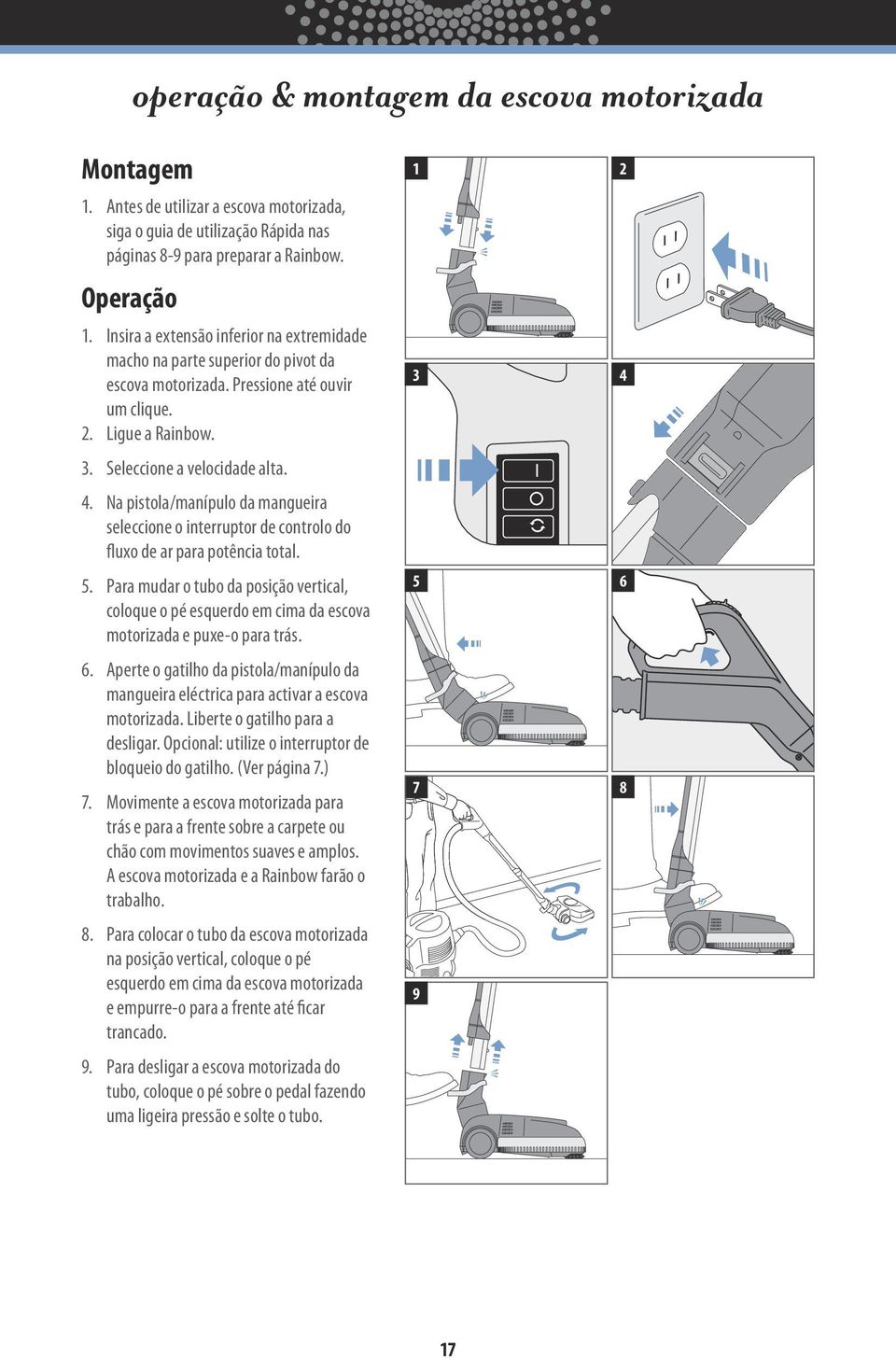 Na pistola/manípulo da mangueira seleccione o interruptor de controlo do fluxo de ar para potência total. 5.