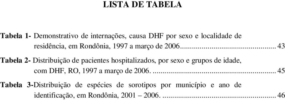 .. 43 Tabela 2- Distribuição de pacientes hospitalizados, por sexo e grupos de idade, com DHF,
