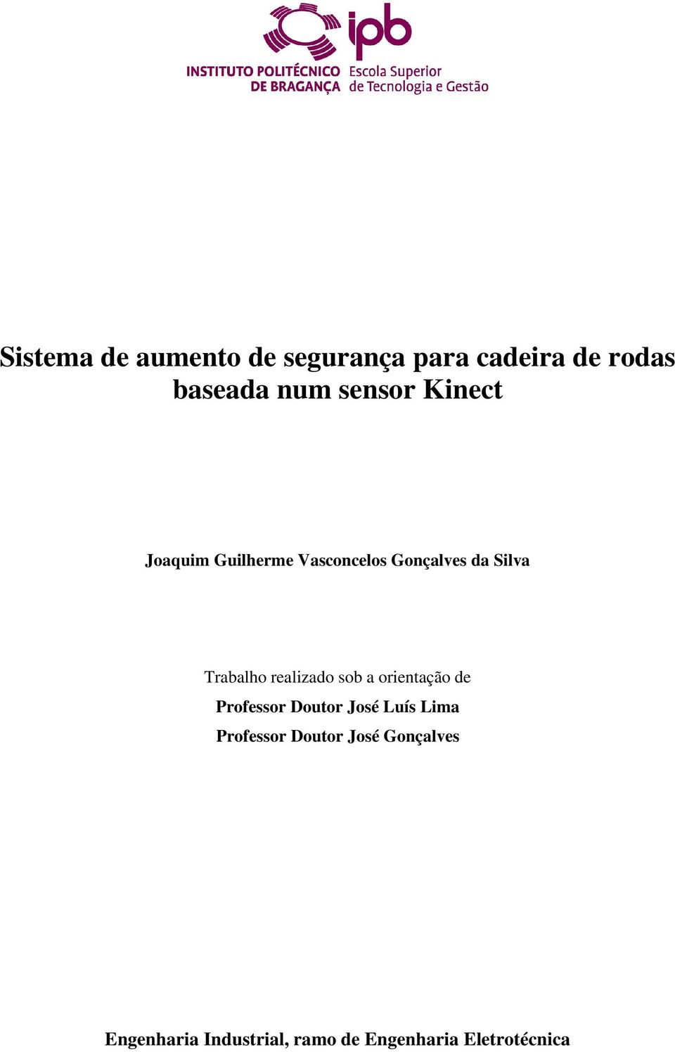 realizado sob a orientação de Professor Doutor José Luís Lima Professor