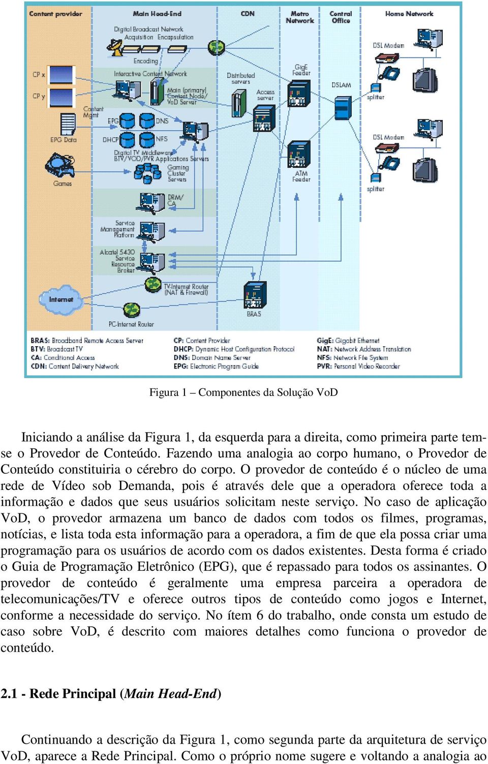 O provedor de conteúdo é o núcleo de uma rede de Vídeo sob Demanda, pois é através dele que a operadora oferece toda a informação e dados que seus usuários solicitam neste serviço.