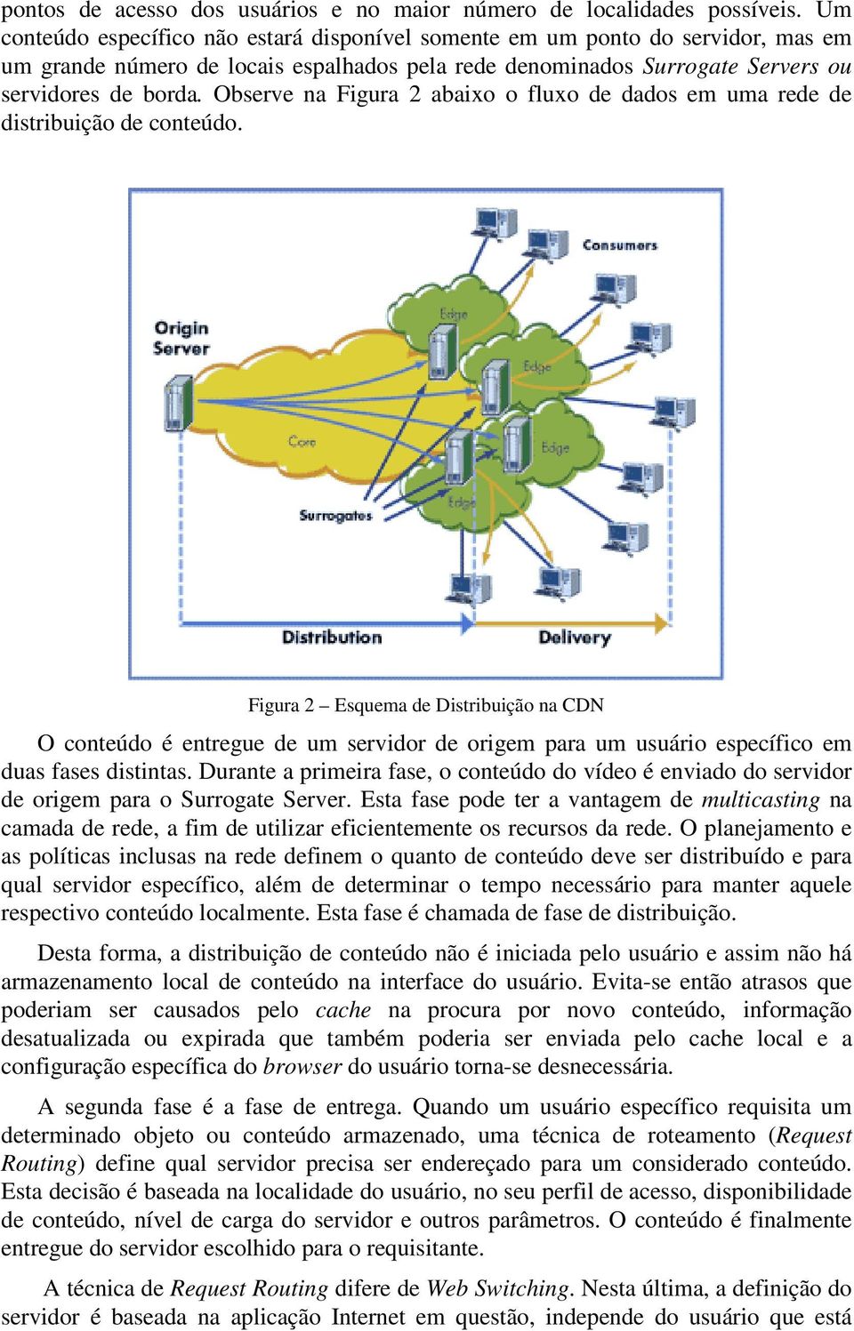 Observe na Figura 2 abaixo o fluxo de dados em uma rede de distribuição de conteúdo.