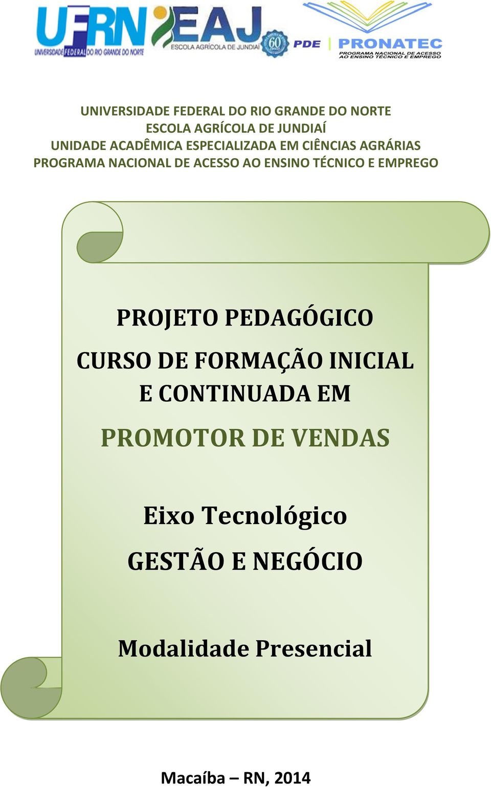 PROJETO PEDAGÓGICO CURSO DE FORMAÇÃO INICIAL E CONTINUADA EM PROMOTOR DE VENDAS Eixo