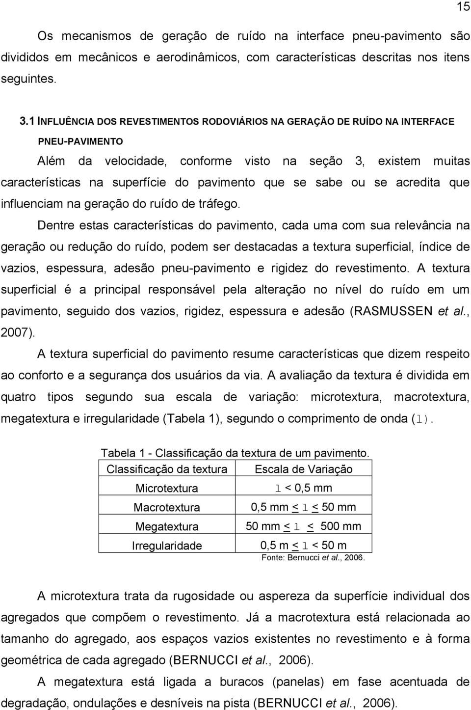 se sabe ou se acredita que influenciam na geração do ruído de tráfego.