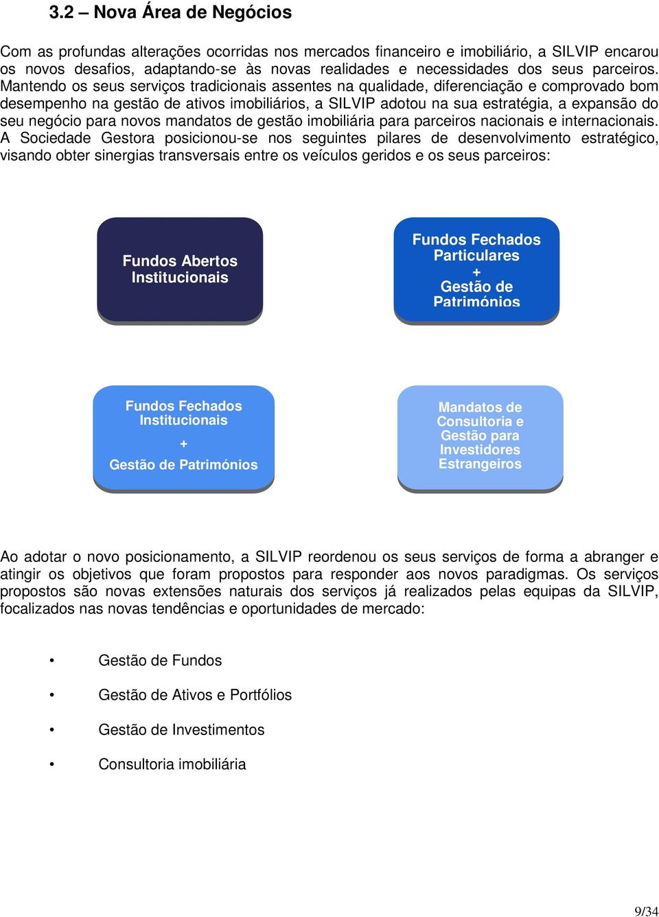 Mantendo os seus serviços tradicionais assentes na qualidade, diferenciação e comprovado bom desempenho na gestão de ativos imobiliários, a SILVIP adotou na sua estratégia, a expansão do seu negócio