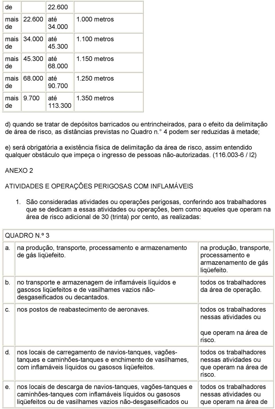 4 pom ser reduzidas à meta; e) será obrigatória a existência física limitação da área risco, assim entendido qualquer obstáculo que impeça o ingresso pessoas não-autorizadas. (116.